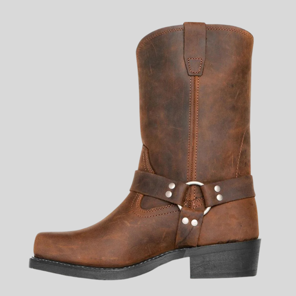 Rugged Cowboy Leather Boots - Olytrend