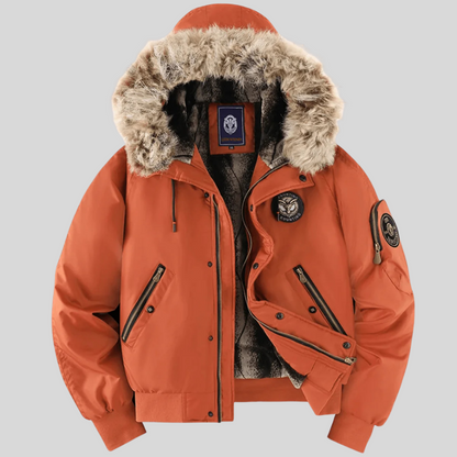 Quilted Parka Coat with Fake Fur Hood