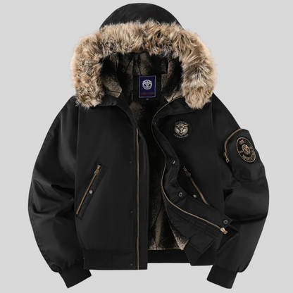Quilted Parka Coat with Fake Fur Hood