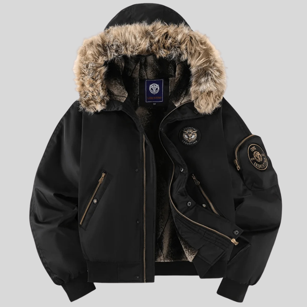 Quilted Puffer Jacket with Fake Fur Hood