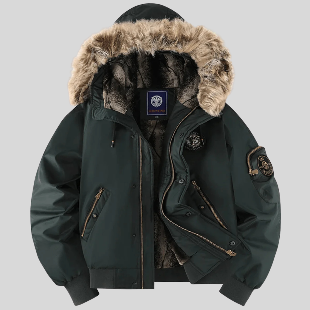 Quilted Puffer Jacket with Fake Fur Hood - Olytrend