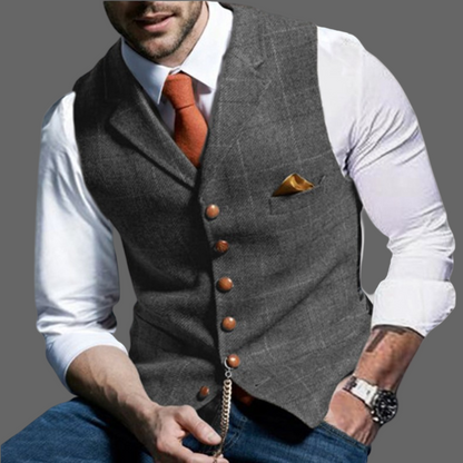 Timeless Elegant Waistcoat with Pointed Collar and Button Fastening
