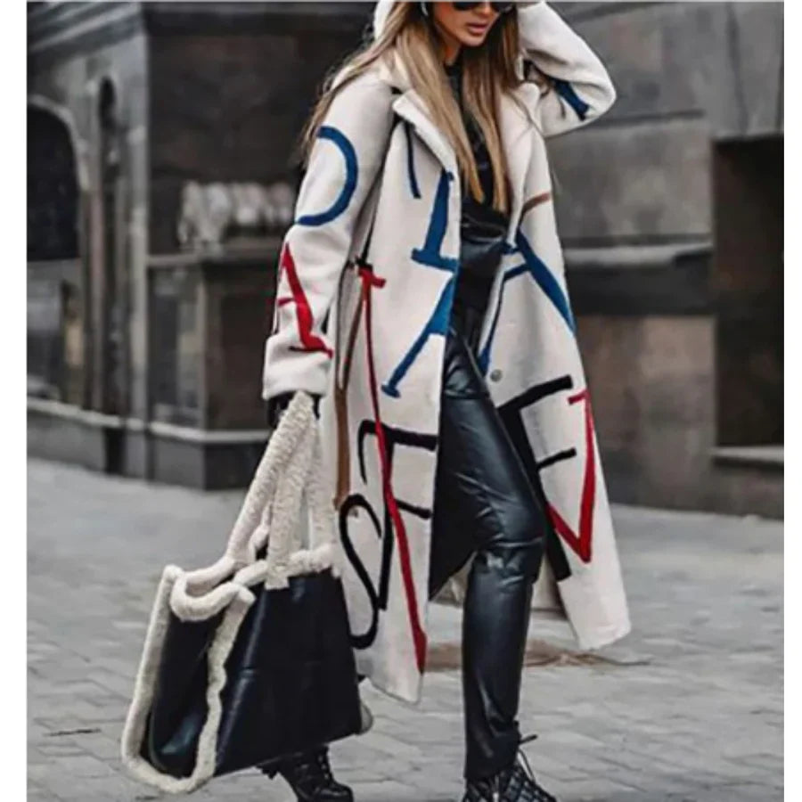 Women's Casual Wool Coat with Classic Pattern - Nocini