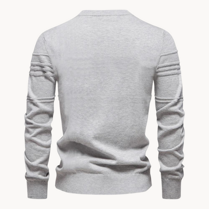 Timeless Herringbone Pattern Crew Sweater