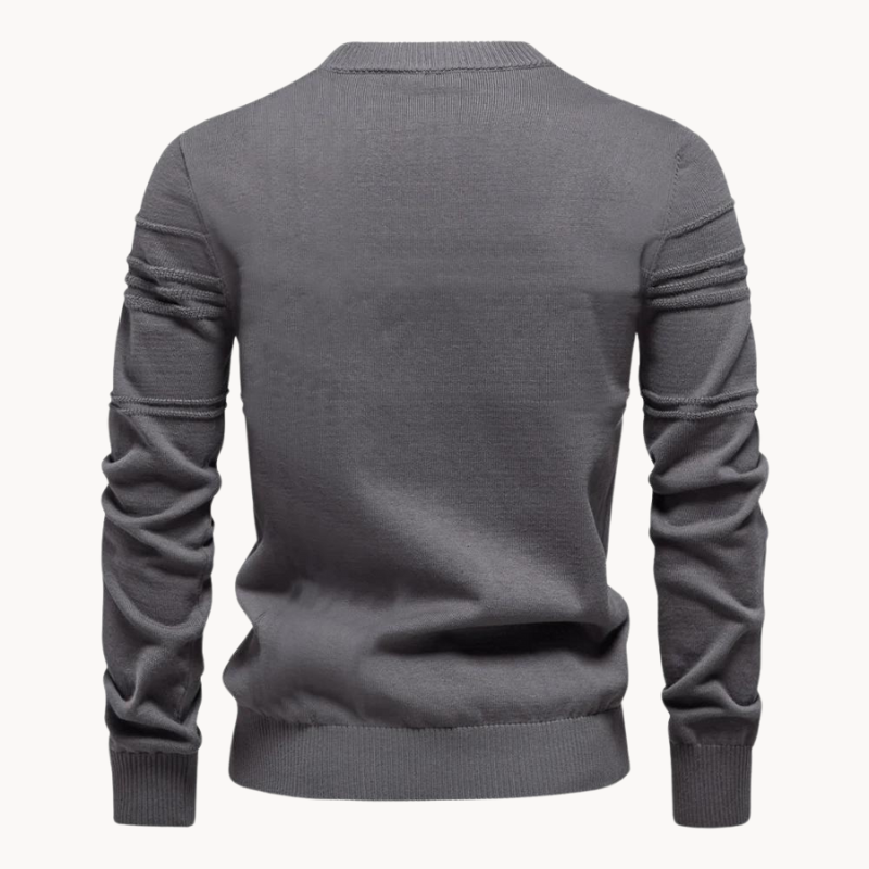 Timeless Herringbone Pattern Crew Sweater