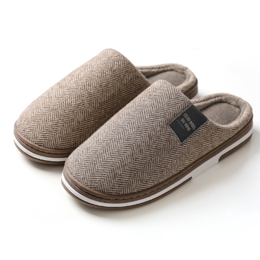 Cozy Men's Herringbone Fleece Slippers - Nocini