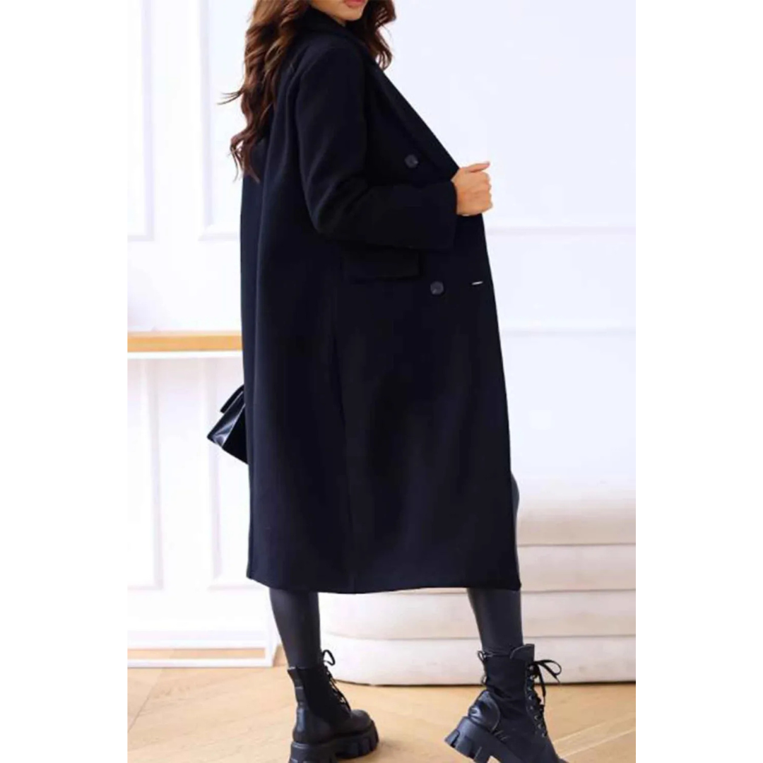 Warm Womens Oversized Wool Double Breasted Coat