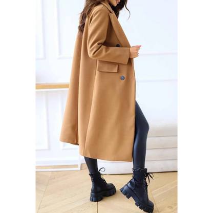 Warm Womens Oversized Wool Double Breasted Coat