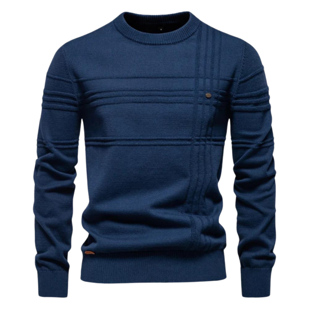 Timeless Herringbone Pattern Crew Sweater