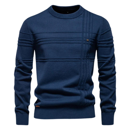 Timeless Herringbone Pattern Crew Sweater