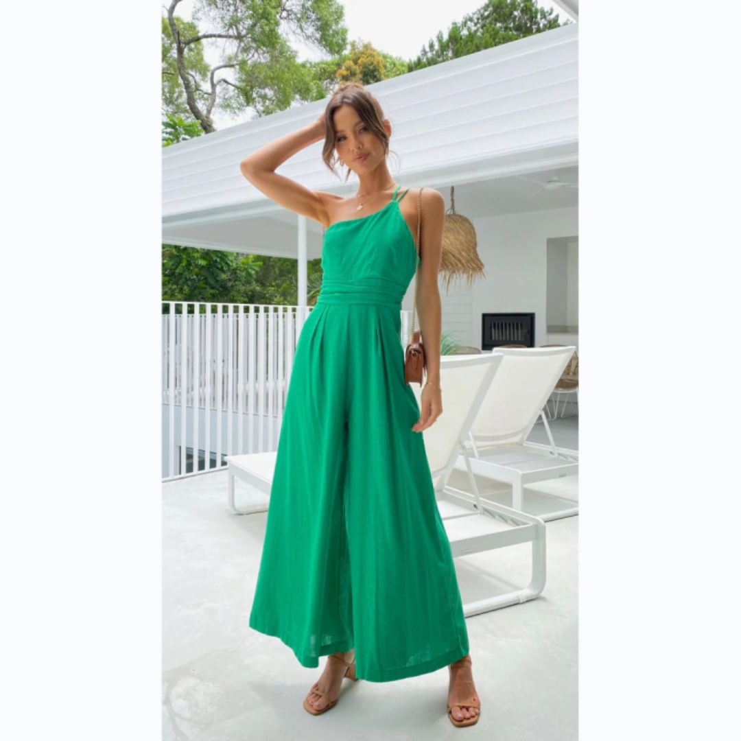 Women's Tailored Fit Wide Leg Asymmetric Neck Dress