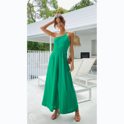 Women's Tailored Fit Wide Leg Asymmetric Neck Dress