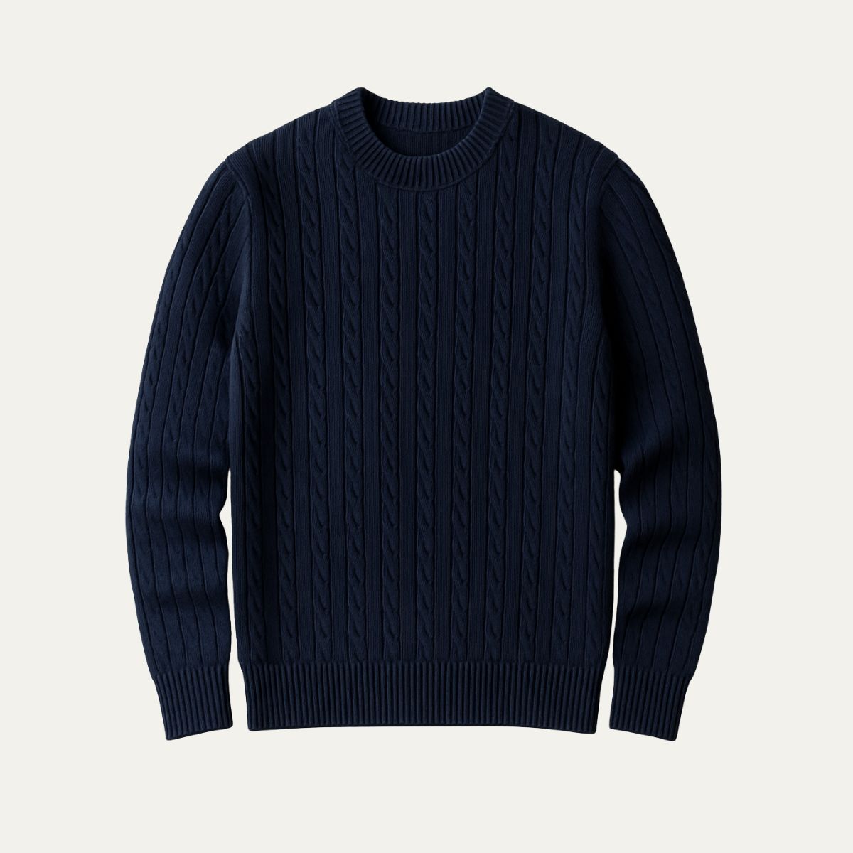 Luxury Navy Blue Men's Merino Wool Sweater - Nocini