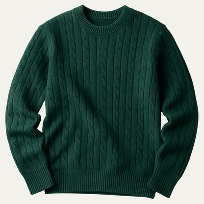 Luxury Green Mens Cashmere Crew Neck Sweater - Nocini
