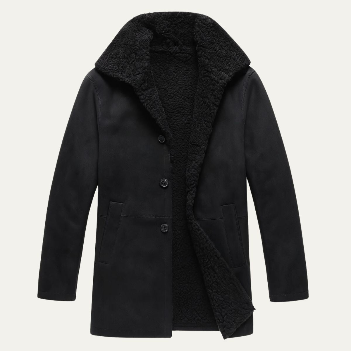 Warm Sheepskin Mens Classic Parka Coat