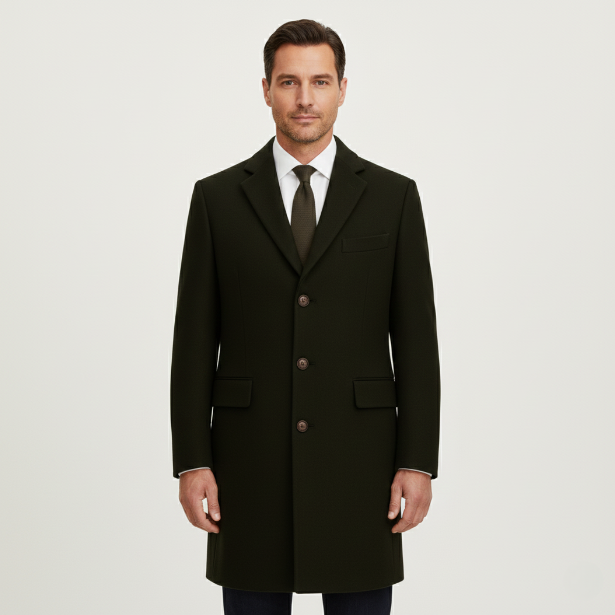 Stylish Men's Wool Blend Single Button Coat
