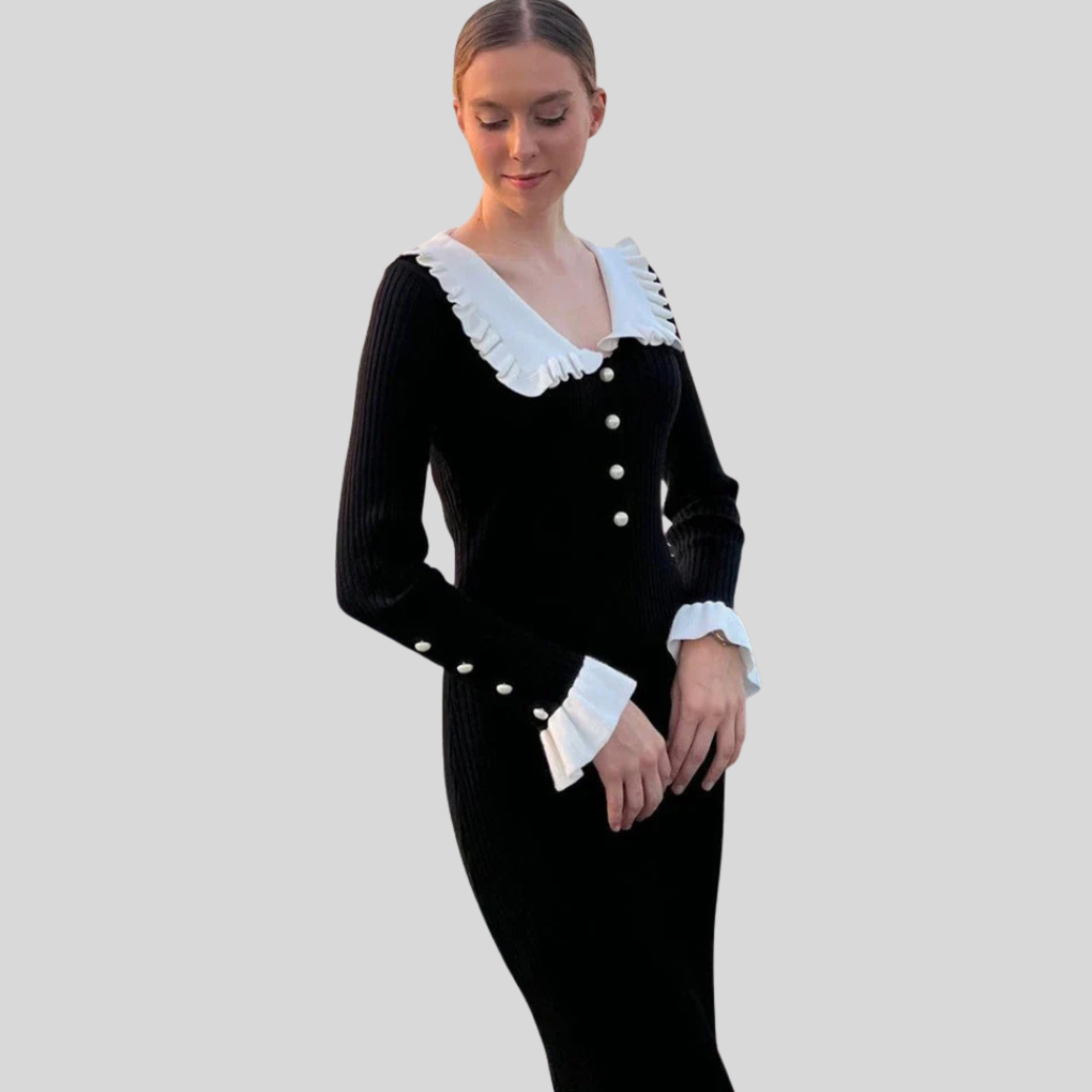 Elegant Long Sleeve Ruffle Maxi Dress