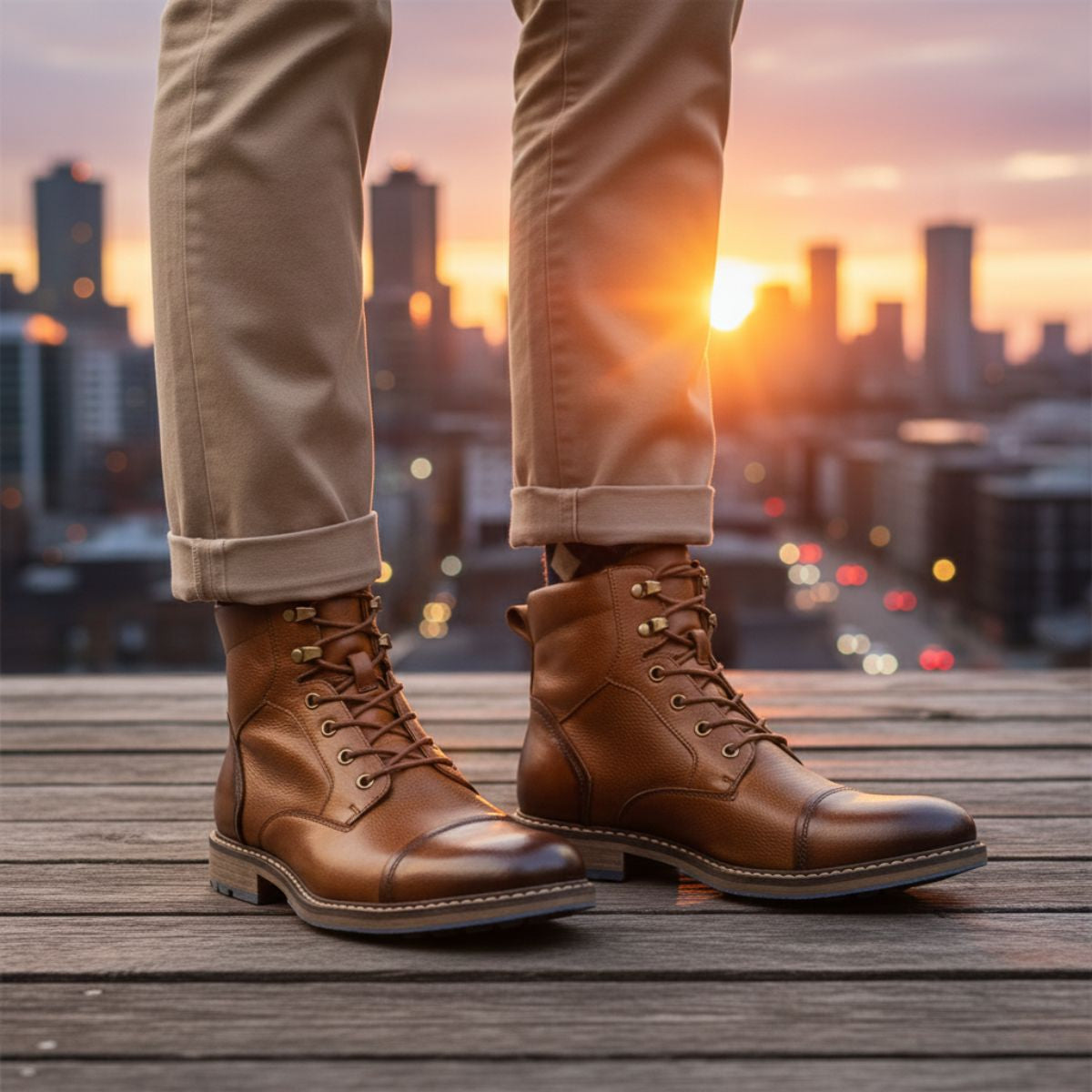 Tough Men's Hiking Leather Outdoor Boots