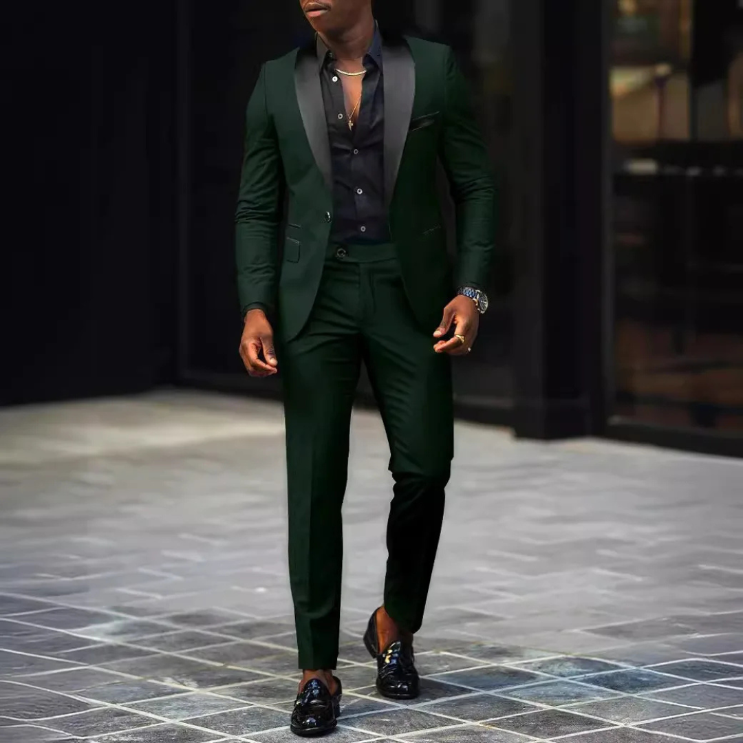 Men's Tailored Fit Peak Lapel Suit Jacket Set