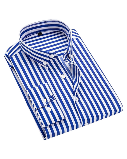 Classic Navy Blue Stripe Shirt - Olytrend