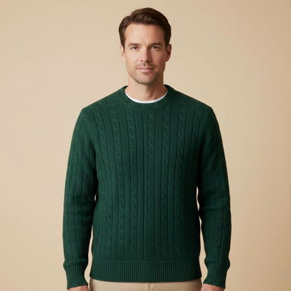 Soft Green Mens Merino Wool Crew Neck Sweater