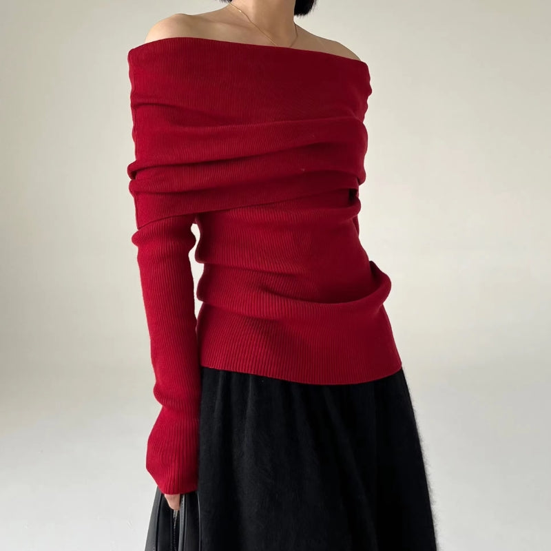 Feminine Fit Ribbed Knit Sweater - Nocini