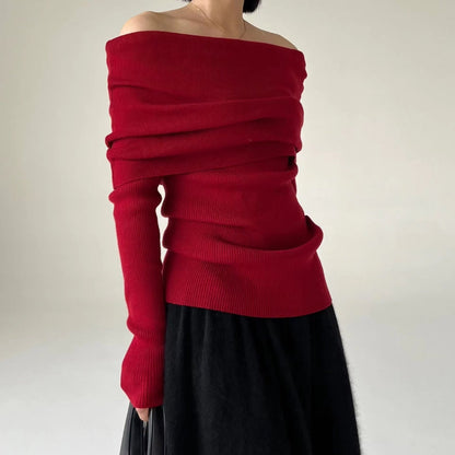 Feminine Fit Ribbed Knit Sweater - Nocini