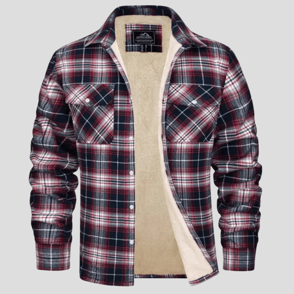 Warm Plaid Coat with Fleece Interior