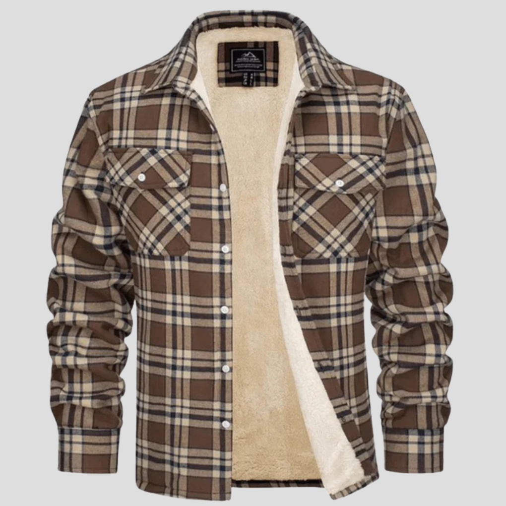 Warm Plaid Coat with Fleece Interior