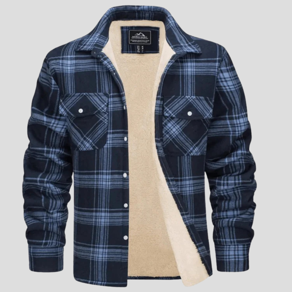 Warm Plaid Coat with Fleece Interior