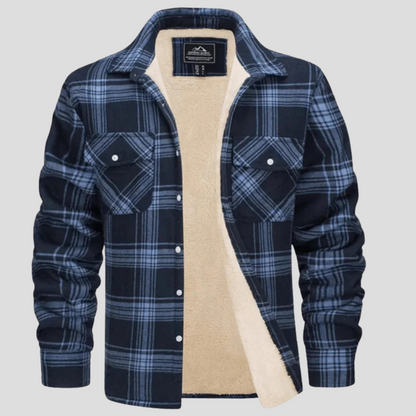 Warm Plaid Coat with Fleece Interior