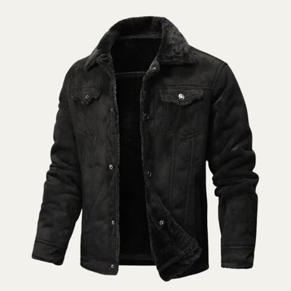 Warm Men's Sheepskin Leather Biker Jacket