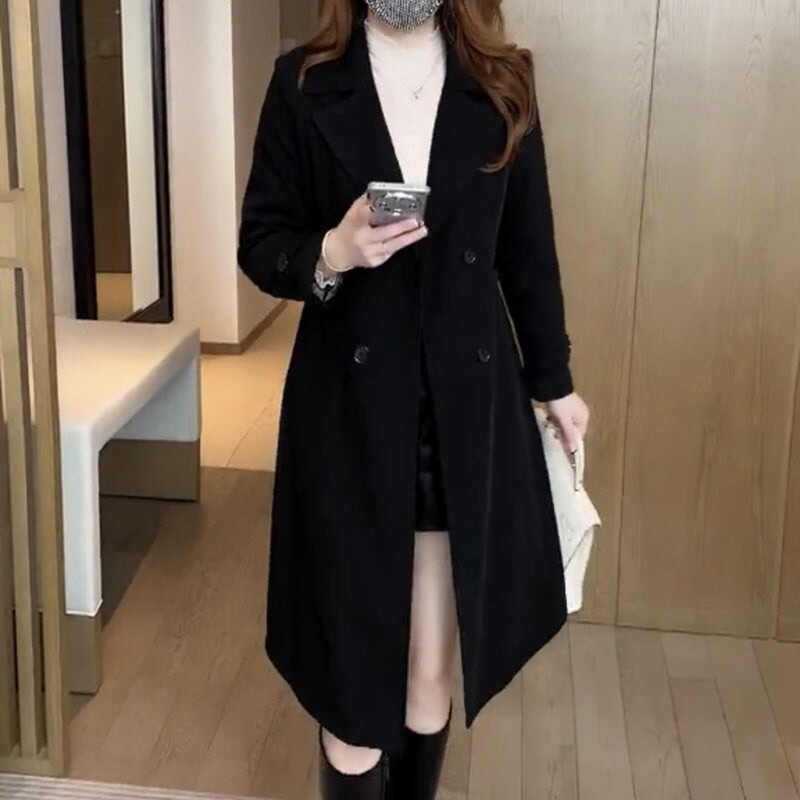 Classic Double Breasted Wool Trench Coat for Women - Nocini