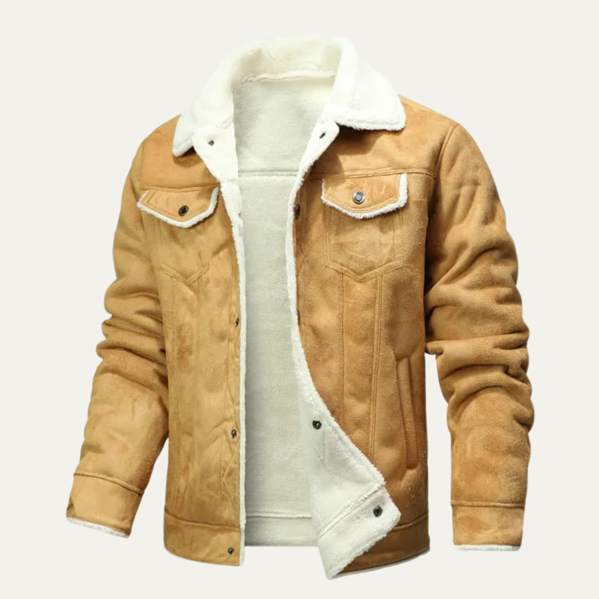 Warm Men's Sheepskin Leather Biker Jacket