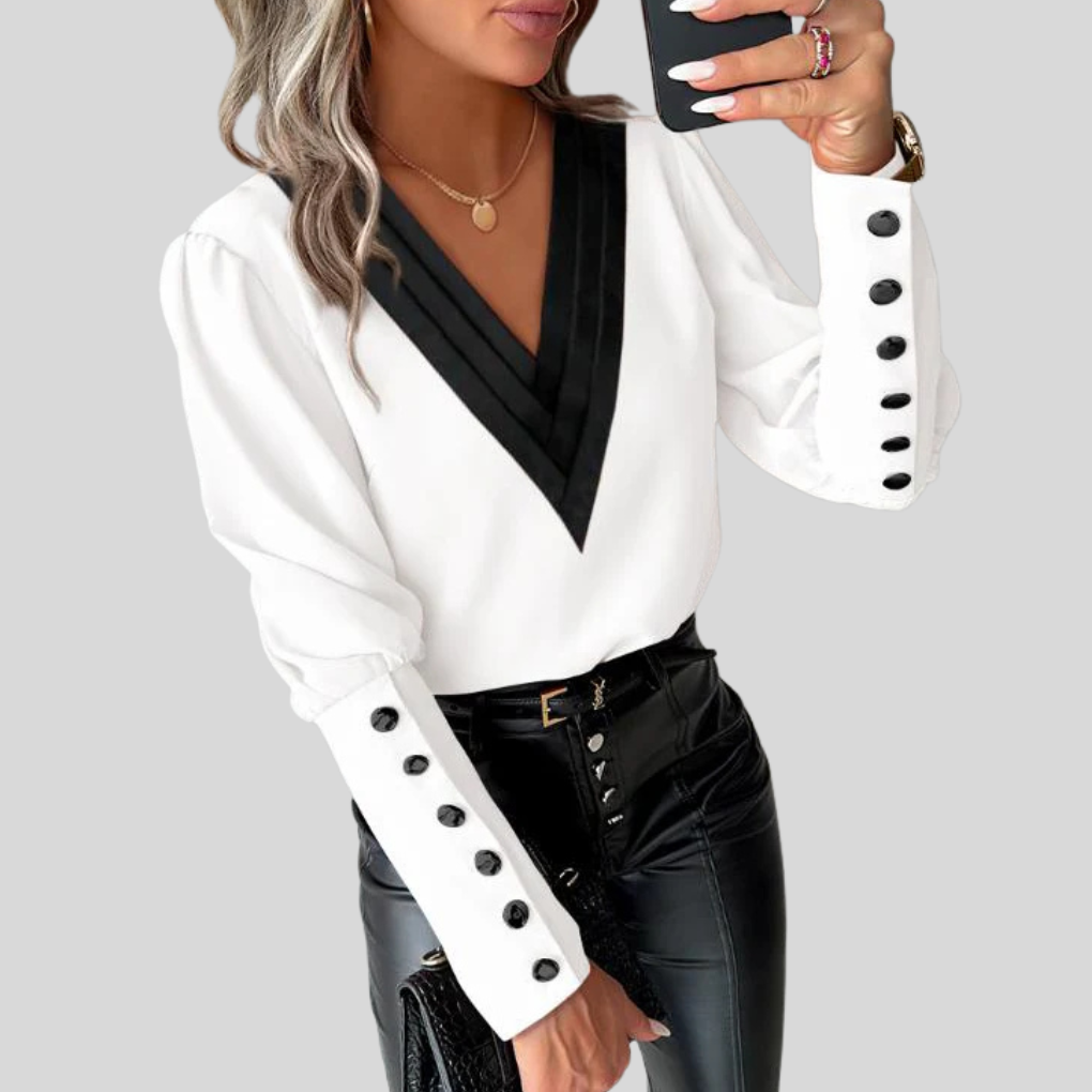 Women's Classic Relaxed Fit Blouse with Flared Sleeves