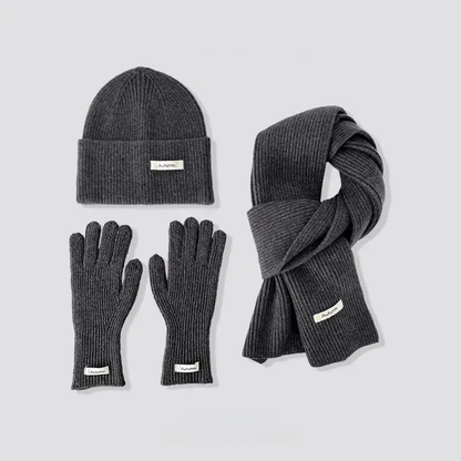 Warm Knitted Winter Set, Scarf, Hat and Gloves