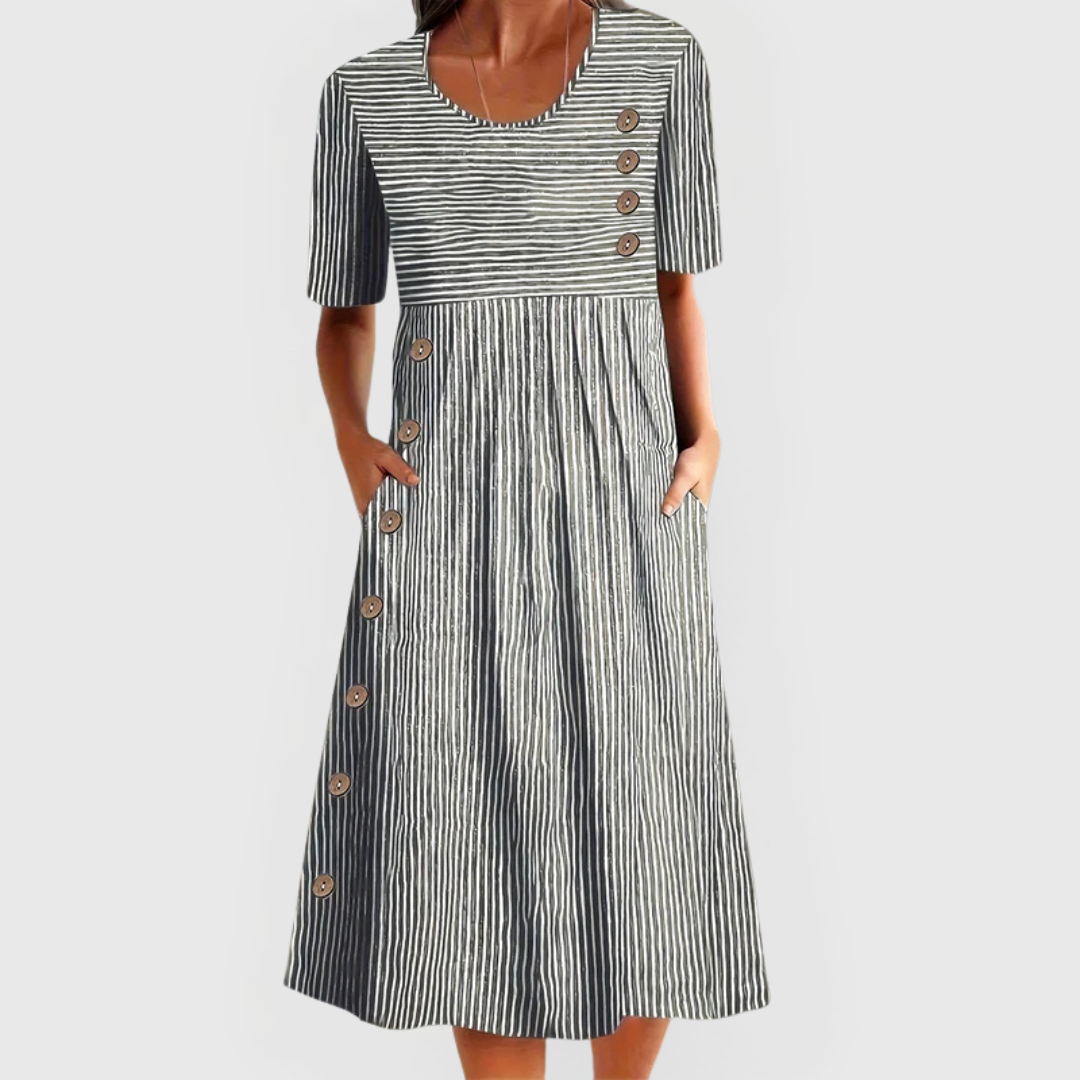 Classic Black and White Midi Dress