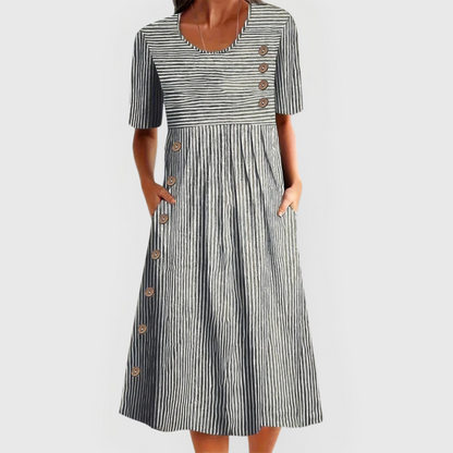 Classic Black and White Midi Dress