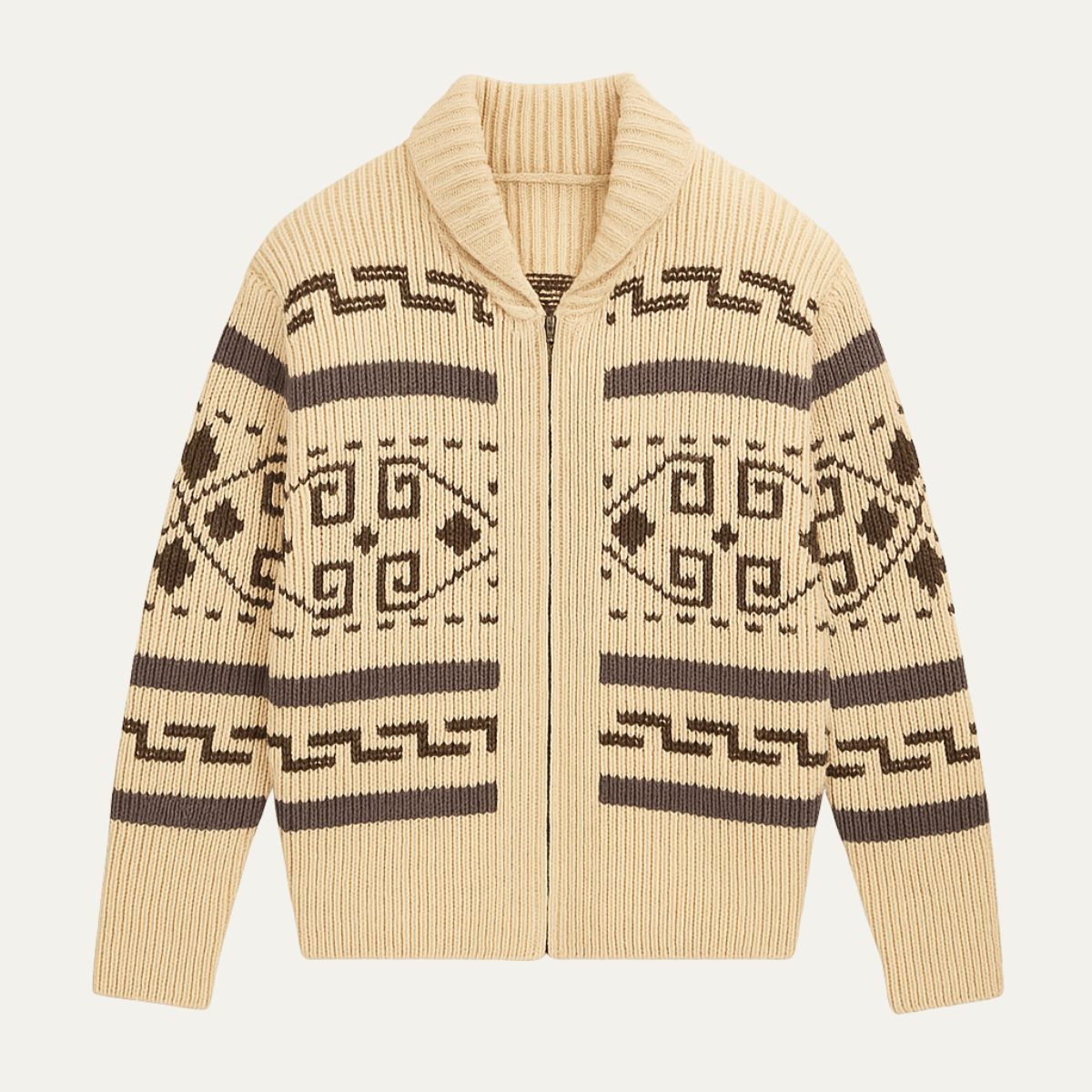 Warm Mens Aztec Pattern Cardigan Sweater - Nocini