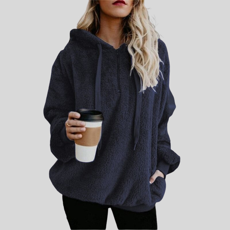 Cozy Women's Fleece Hoodie Long Sleeve Casual Wear - Nocini