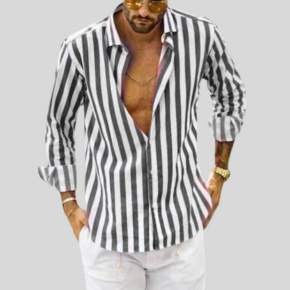 Men's Striped Button Down Long Sleeve Shirt