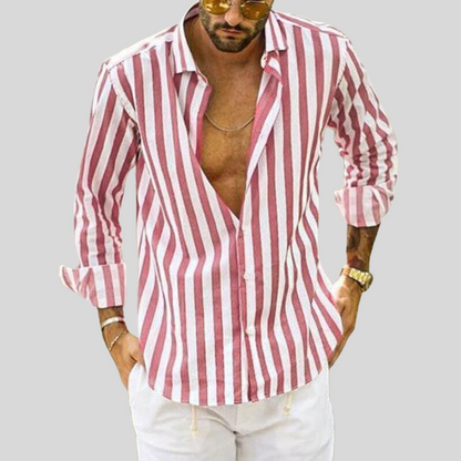 Men's Striped Button Down Long Sleeve Shirt