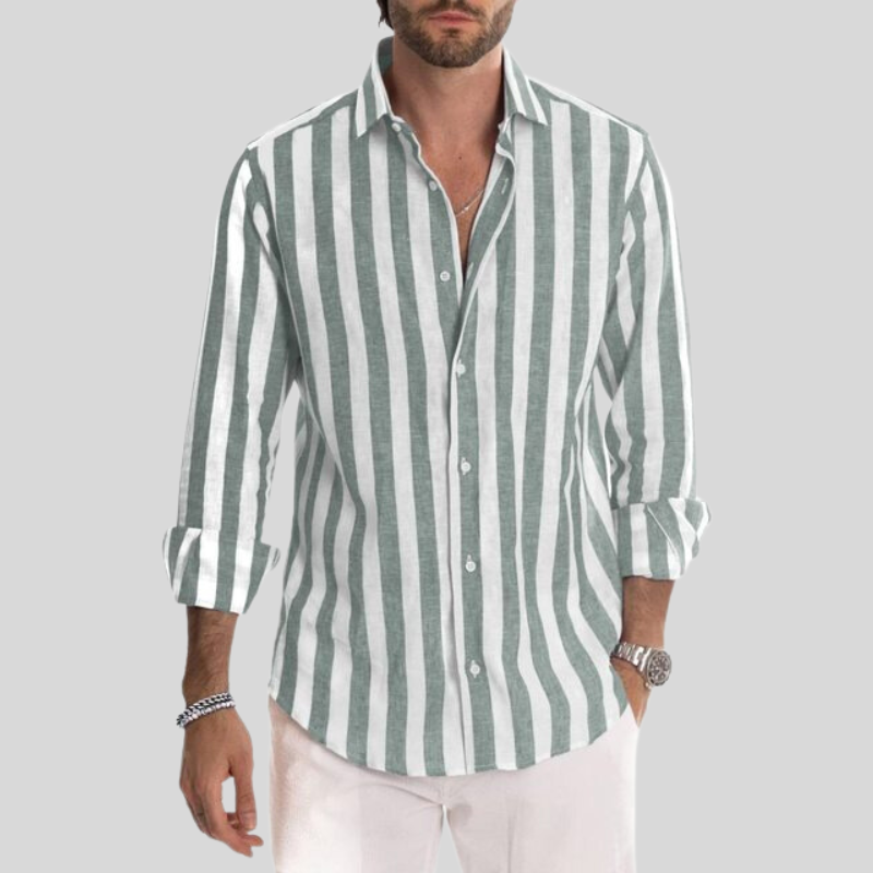 Men's Striped Button Down Long Sleeve Shirt