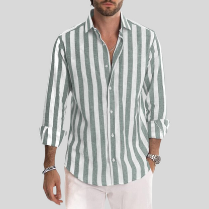 Men's Striped Button Down Long Sleeve Shirt