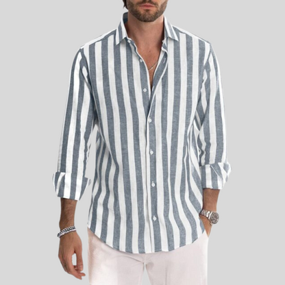 Men's Striped Button Down Long Sleeve Shirt