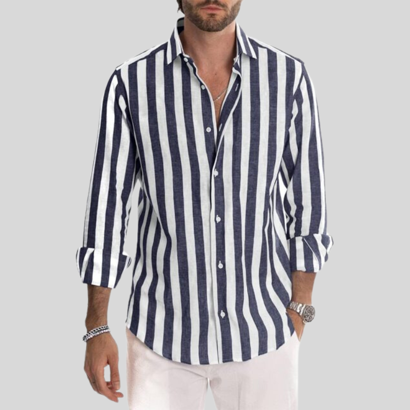 Men's Striped Button Down Long Sleeve Shirt