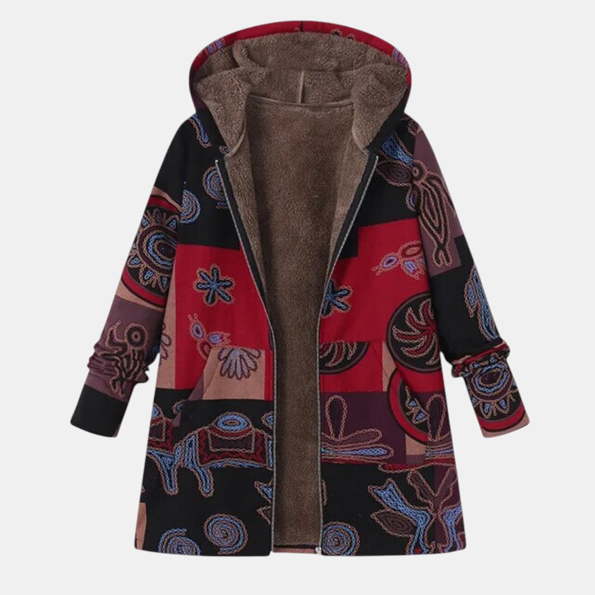 Unique Colorful Patchwork Hooded Jacket Coat - Olytrend