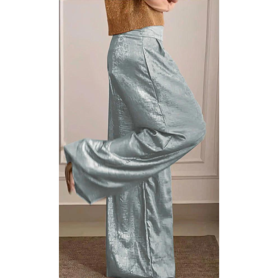 Soft V-Neck Sweater and Wide Leg Pants Set for Women
