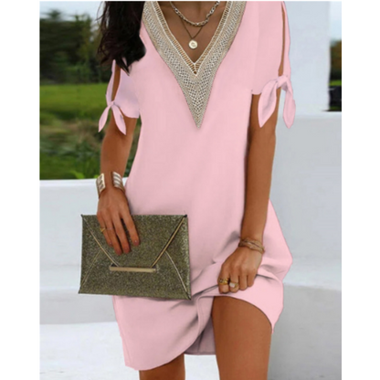 Loose Fit V Neck Summer Tunic Dress