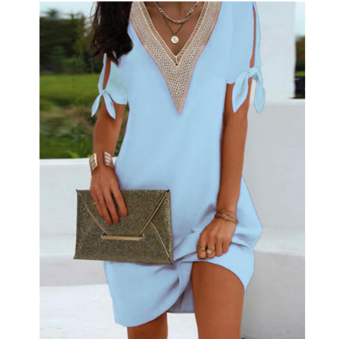 Loose Fit V Neck Summer Tunic Dress